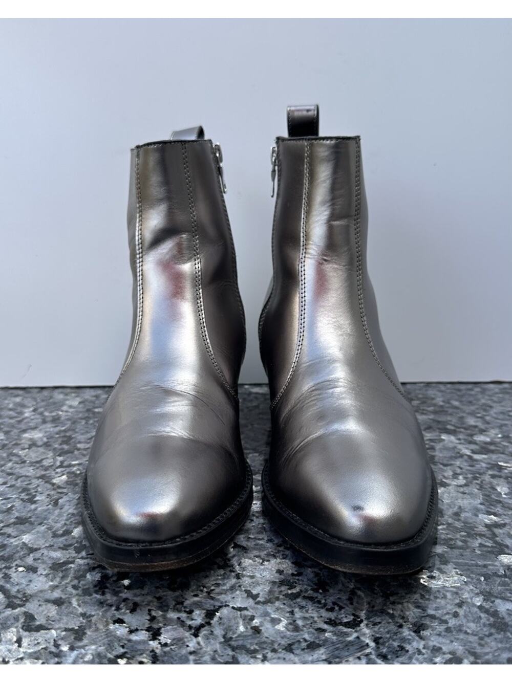 Straight to Hell - RICHARDS – SILVER LEATHER ZIP BOOTS Men’s Size 7